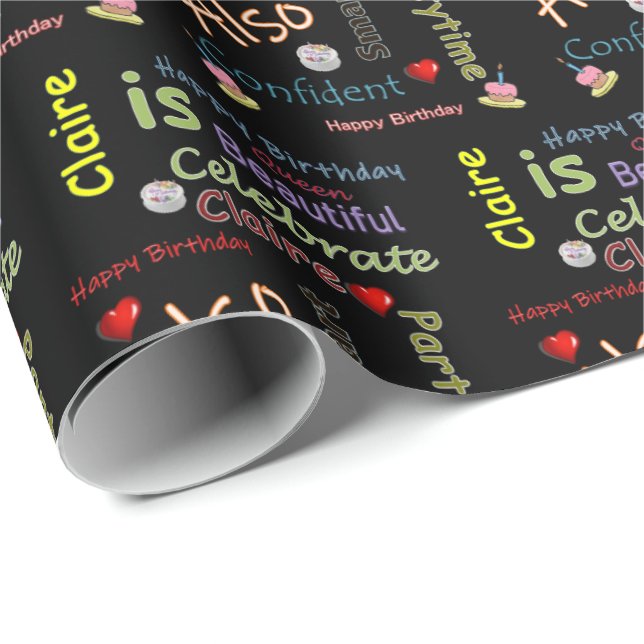 Happy Birthday Gift Wrapping Paper Claire (Roll Corner)