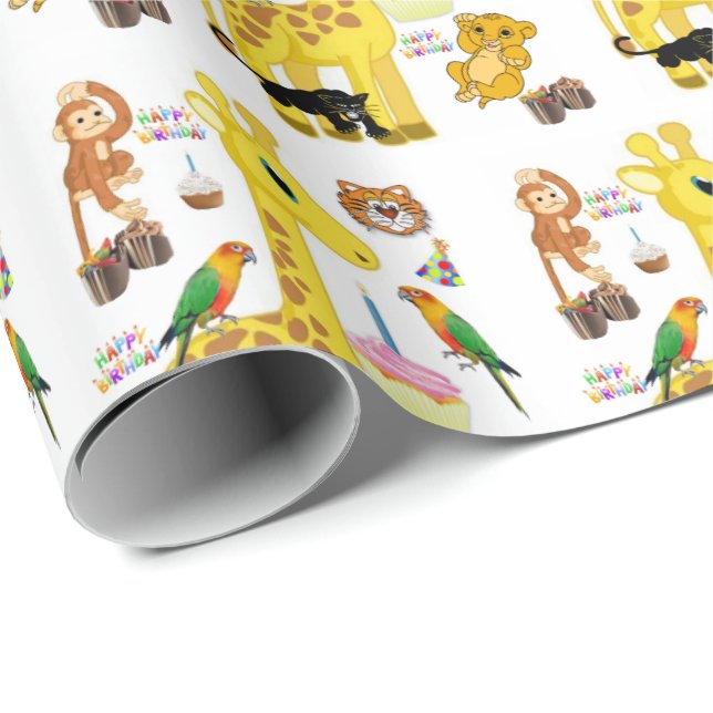 Happy Birthday Gift Wrapping Paper Giraffe (Roll Corner)