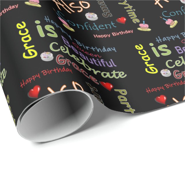 Happy Birthday Gift Wrapping Paper Grace (Roll Corner)