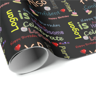 Happy Birthday Gift Wrapping Paper Logan