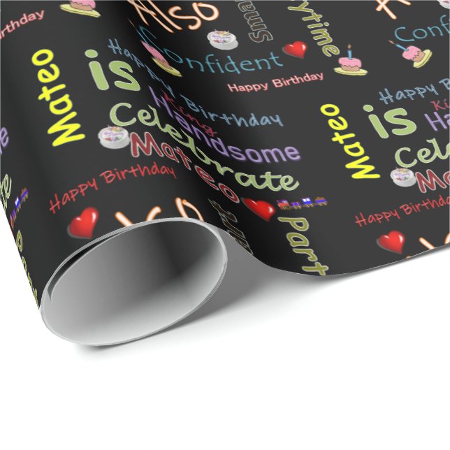 Happy Birthday Gift Wrapping Paper Mateo (Roll Corner)