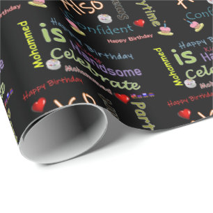 Happy Birthday Gift Wrapping Paper Mohammed