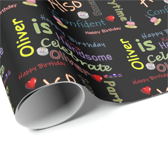 Happy Birthday Gift Wrapping Paper Oliver (Roll Corner)