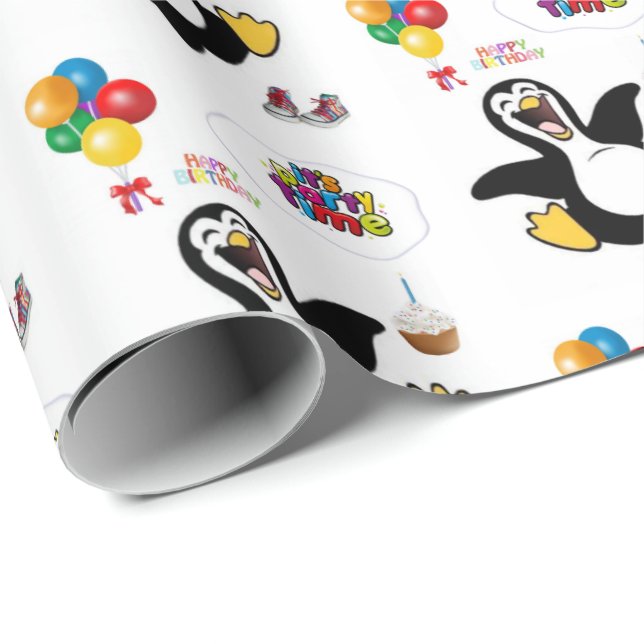 Happy Birthday Gift Wrapping Paper Penguin (Roll Corner)