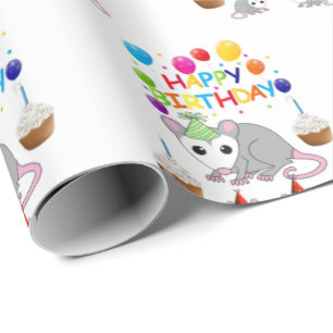 Happy Birthday Gift Wrapping Paper Possum