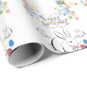 Happy Birthday Gift Wrapping Paper Rabbit