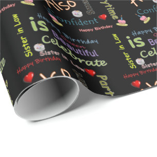 Happy Birthday Gift Wrapping Paper Sister in law