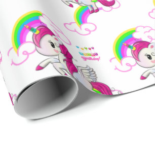 Happy Birthday Gift Wrapping Paper Unicorn