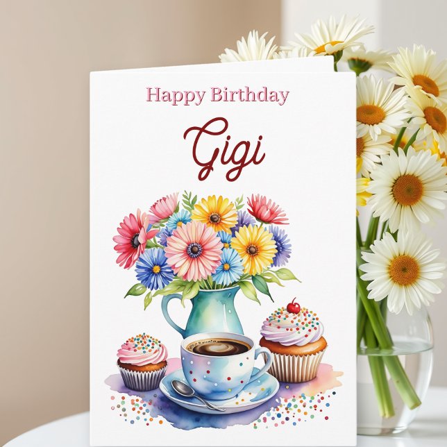 Happy Birthday Gigi | Flowers and Cupcakes Card (Creator Uploaded)