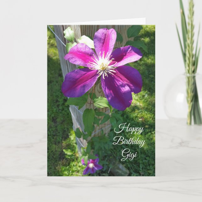 Happy Birthday Gigi Purple Flower Clematis Card (Front)