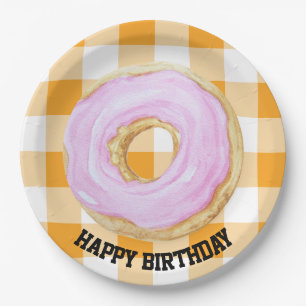 Happy birthday gingham paper plates