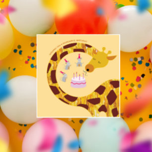 Happy Birthday - Giraffe and friends Card