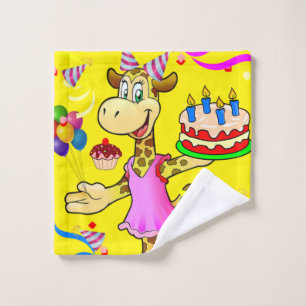 Happy Birthday Giraffe Hands Bathroom Towel Sets