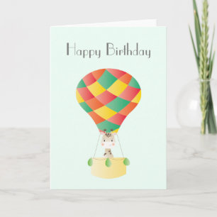 Happy Birthday Giraffe Hot Air Balloon Card