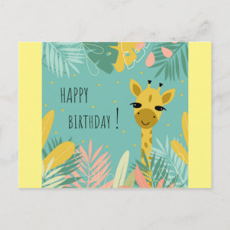 Happy Birthday Giraffe Postcard
