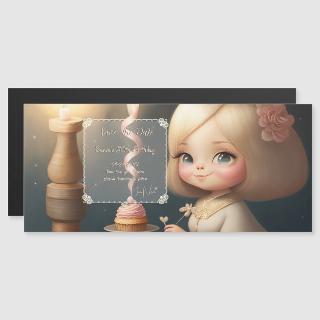 Happy Birthday Girl 01 Magnetic Invitation (Front/Back)