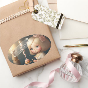 Happy Birthday Girl 01 Oval Sticker