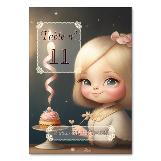 Happy Birthday Girl 01 Table Number (Front)