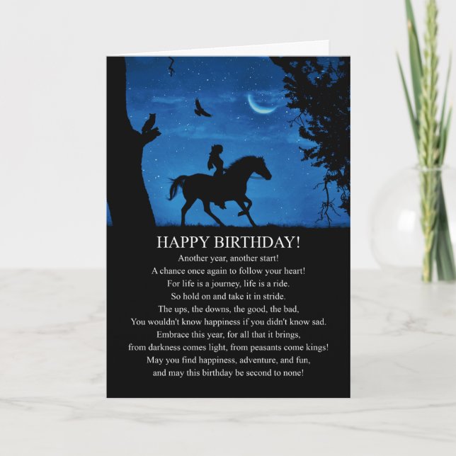 Happy Birthday Girl and Horse Enjoy the Ride Card (Front)