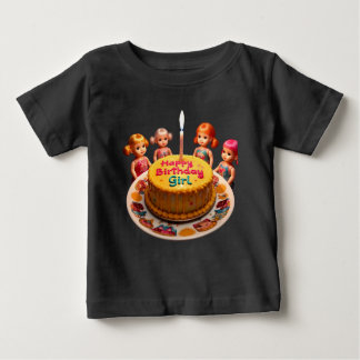 Happy Birthday Girl" Baby Fine Jersey T-Shirt with