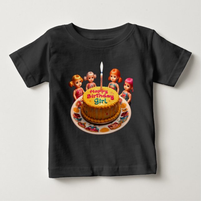Happy Birthday Girl" Baby Fine Jersey T-Shirt with (Front)