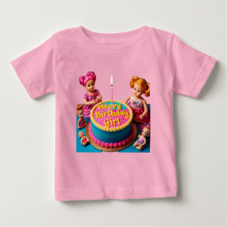 Happy Birthday Girl" Baby Fine Jersey T-Shirt with