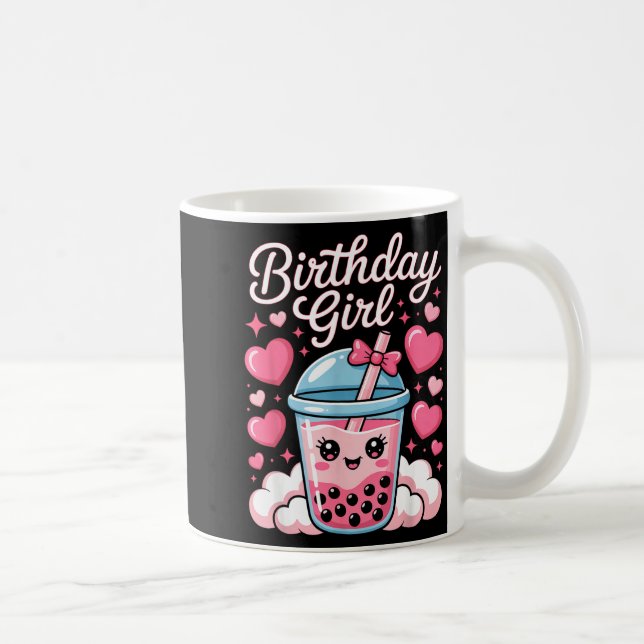 Happy Birthday Girl Cute Nk Bow Bubble Boba Tea An Coffee Mug (Right)