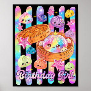 Happy Birthday Girl Kawaii Dumpling Anime Birthday Poster