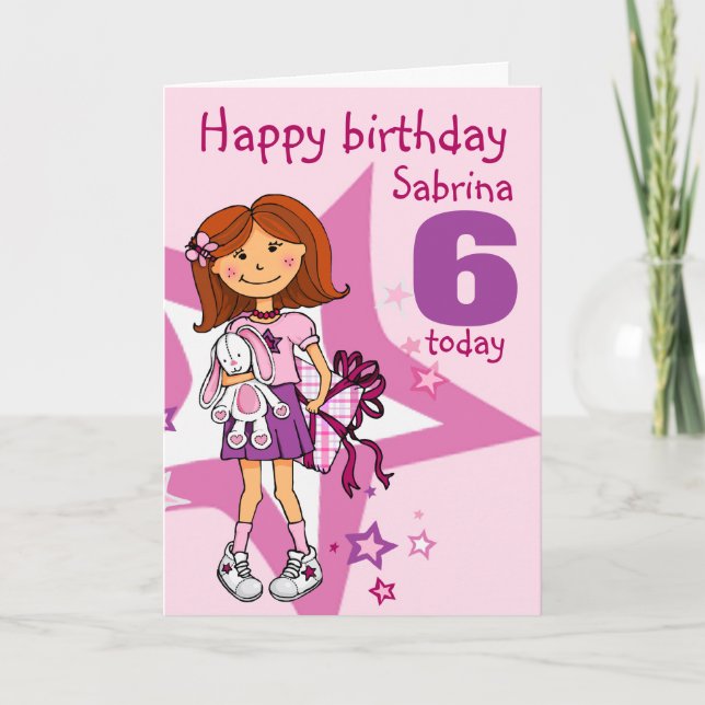 Happy Birthday Girl named age card (Front)