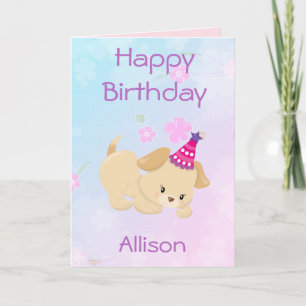 Happy Birthday Girl Pretty Puppy Card