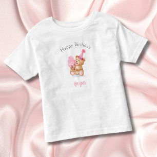Happy Birthday Girl Teddy Bear Ice Cream Toddler T-Shirt