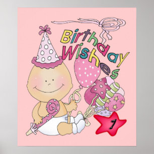 Happy Birthday Girl wishes 1 Year Old Poster