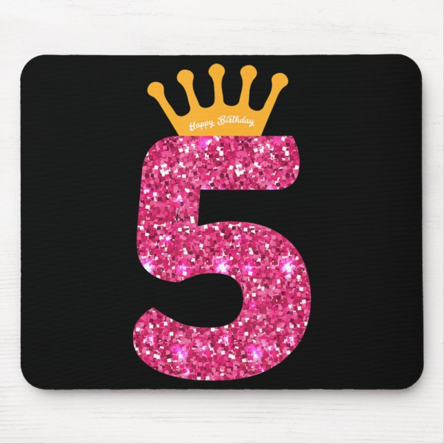 Happy Birthday , Girls 5th Party 5 Years Old Bday Mouse Pad (Front)