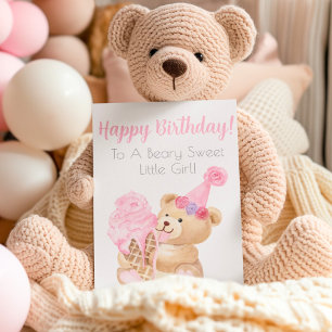 Happy Birthday Girl's Teddy Bear Ice Cream Card