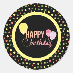 Happy Birthday Girly Classic Round Sticker