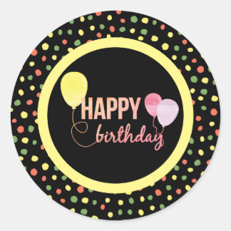 Happy Birthday Girly Classic Round Sticker