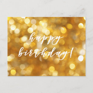 Happy Birthday! Glamourous Gold Sparkles Postcard