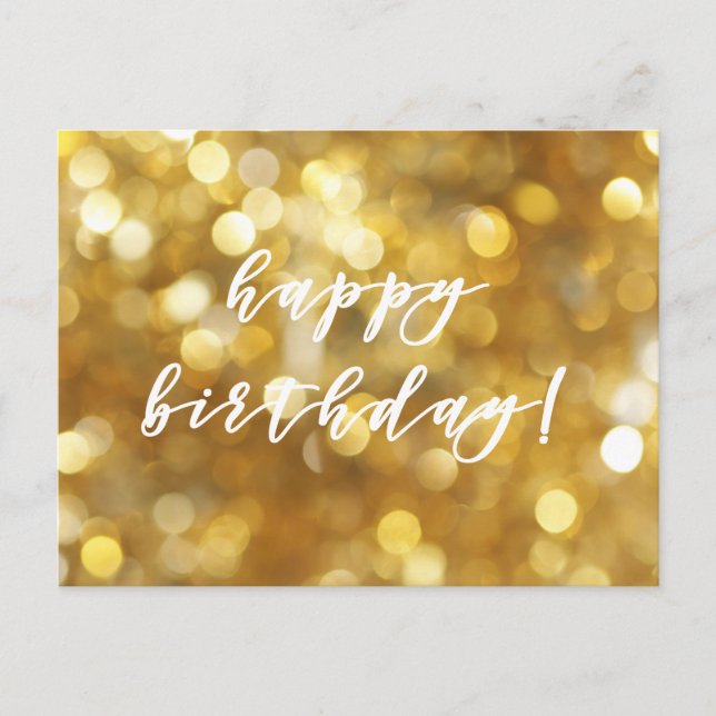 Happy Birthday! Glamourous Gold Sparkles Postcard (Front)