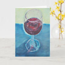 Happy Birthday Glass of Wine, Art Greeting Card