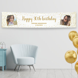 Happy Birthday Glitter 2 Photos Any Age Extra Long Banner