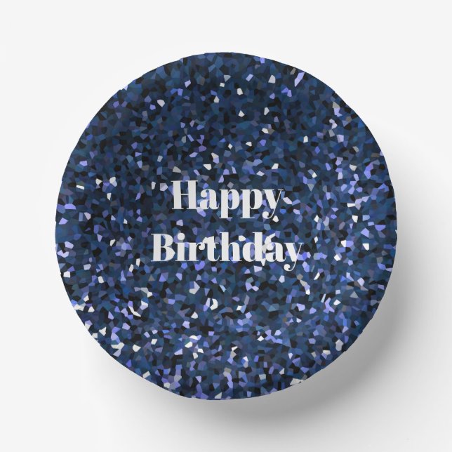 Happy Birthday Glittery Blue Boys Girls Party Cool Paper Plate (Front)