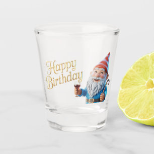 Happy Birthday Gnome Character Graphic Shot Glass