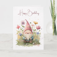 Happy Birthday Gnome In Garden