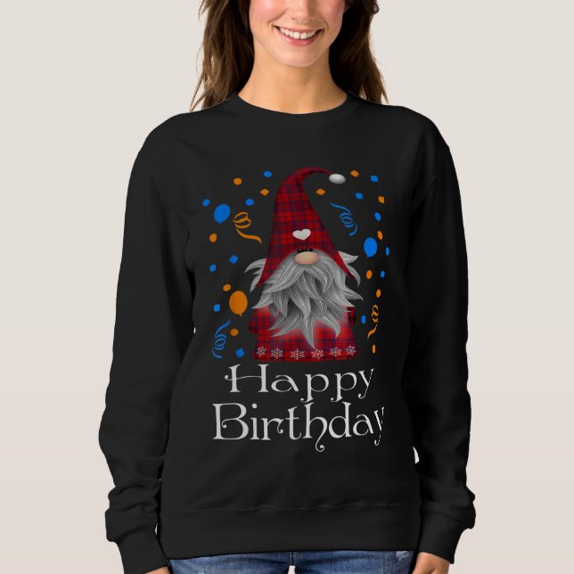 Happy Birthday Gnome Lovers Gift Cute Heart Buffal Sweatshirt (Front)