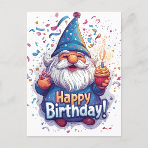 Happy Birthday Gnome: Whimsical Birthday Design Postcard