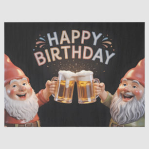 "Happy Birthday" Gnomes Toasting Beer Mugs Tissue Paper