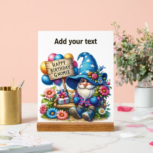 Happy Birthday Gnomie Acrylic Sign (Wedding)