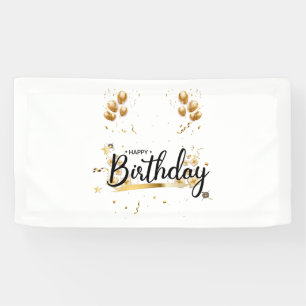 Happy Birthday Gold 1.6x3 Vinyl Banner