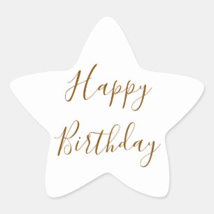 Happy Birthday Gold Custom Colour Text White Star Sticker