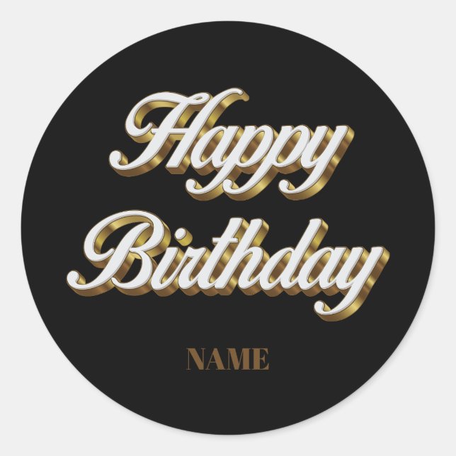 Happy Birthday Gold Elegant Typography  Gift Bag Classic Round Sticker (Front)